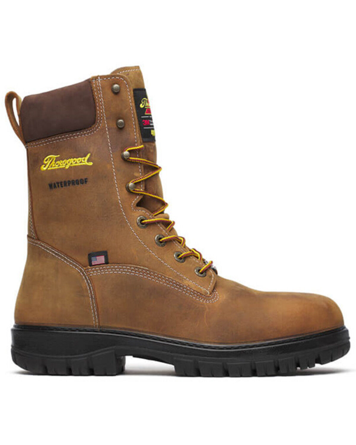 Image #2 - Thorogood Men's 8" USA Genesis Waterproof Insulated Work Boots - Nano Toe, Brown, hi-res