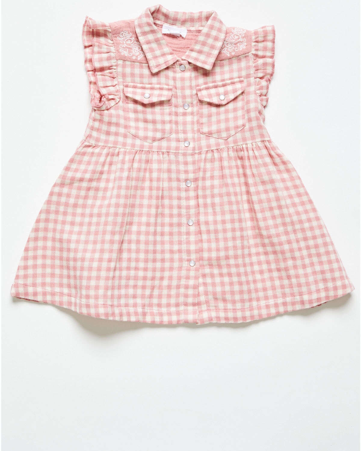 Image #1 - Angel Dear Toddler Girls' Plaid Print Sleeveless Snap Western Dress, , hi-res