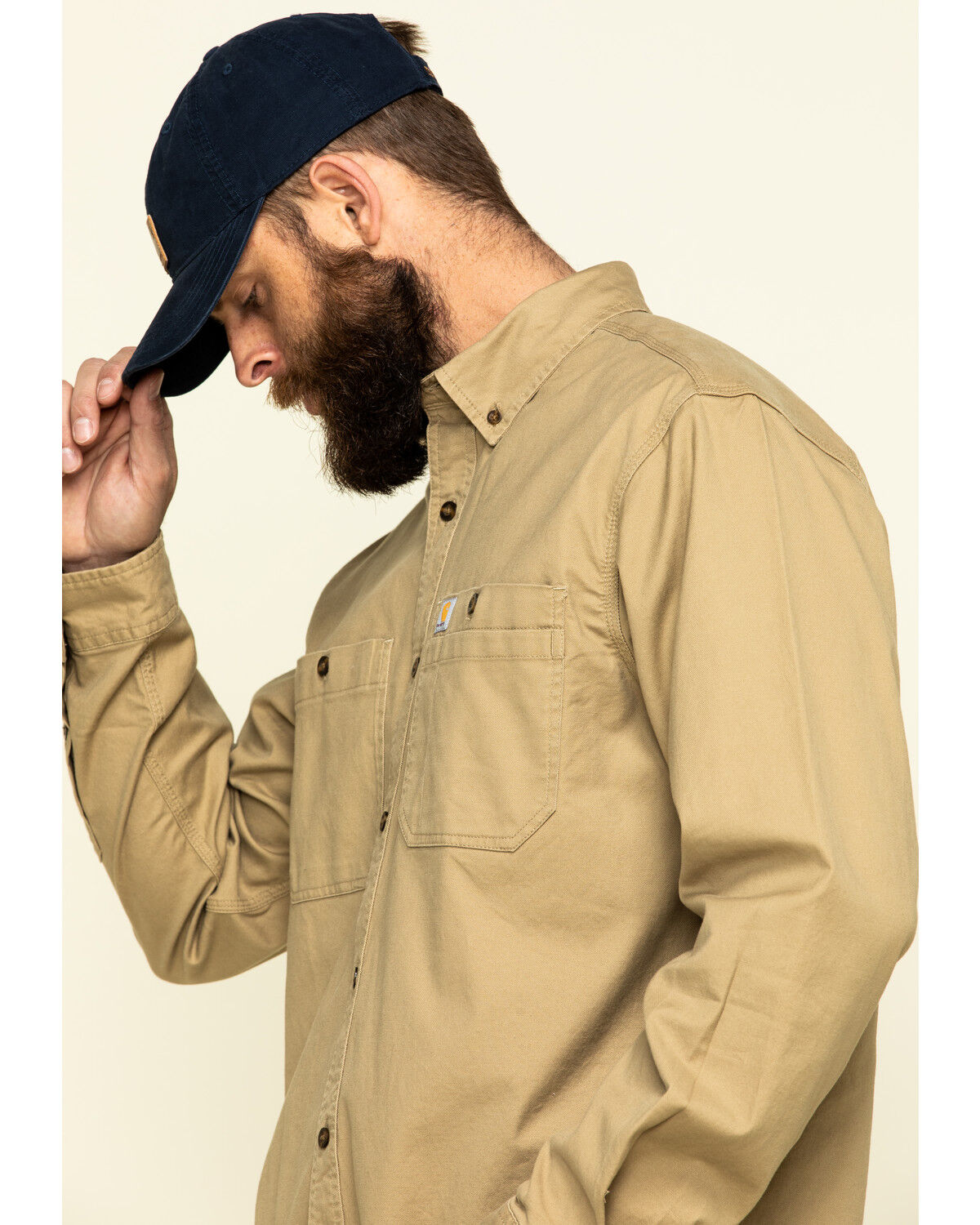 Image #3 - Carhartt Men's Rugged Flex&reg; Rigby Long Sleeve Work Shirt - Tall, Beige/khaki, hi-res