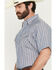 Image #2 - Ely Walker Men's Barbed Wire Striped Short Sleeve Pearl Snap Western Shirt, Blue, hi-res