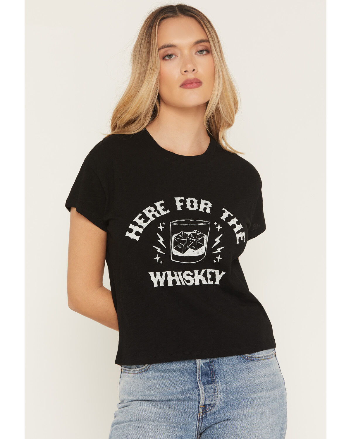 White Crow Women's Here For The Whiskey Short Sleeve Graphic T-Shirt, Black, hi-res