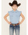 Image #1 - Shyanne Girls' Chambray Pearl Snap Western Shirt, Medium Blue, hi-res