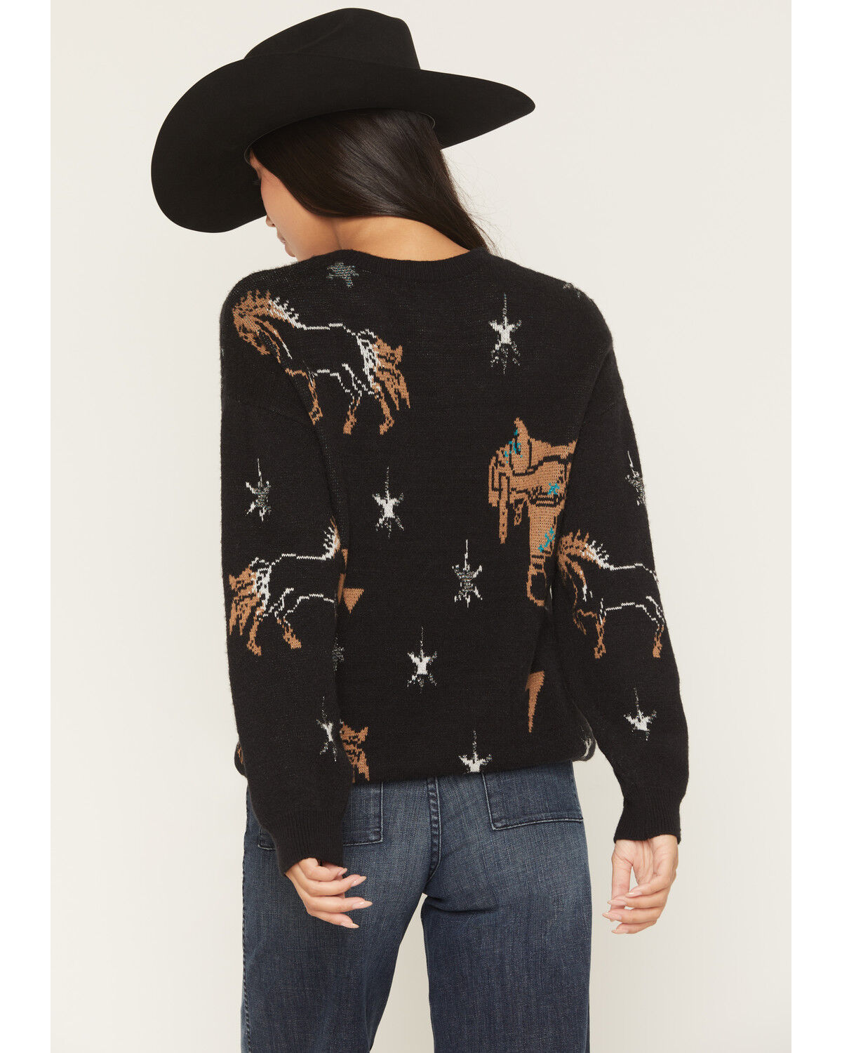 Image #4 - Rock & Roll Denim Women's Conversational Print Sweater, Black, hi-res