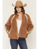 Image #1 - UGG Women's Nikia Crochet Zip-Up Jacket, Chestnut, hi-res