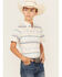 Image #1 - Ariat Boys' Sandshell Southwestern Striped Short Sleeve Button-Down Western Shirt , Sand, hi-res