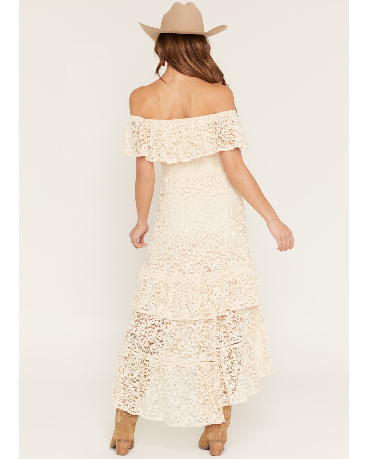 Image #4 - Shyanne Women's Off The Shoulder Lace Midi Dress, Natural, hi-res