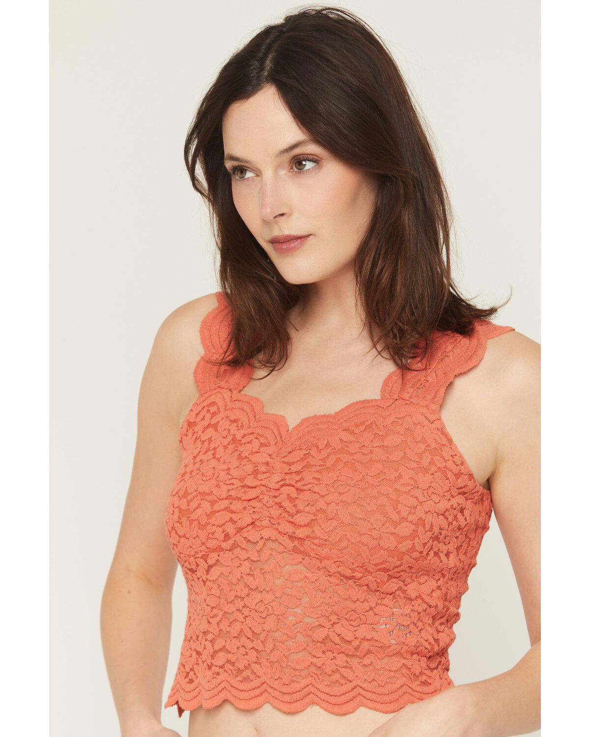Image #2 - Shyanne Women's Stretch Lace Fitted Cami, Coral, hi-res