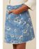 Image #2 - Hayden La Girls' Floral High Rise Denim Skirt , Blue, hi-res