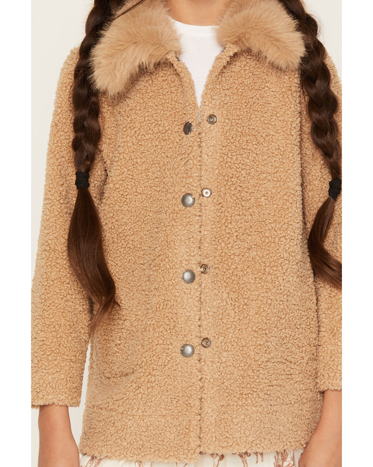 Image #3 - Shyanne Girls' Highland Reversible Faux Suede Sherpa Jacket, Rose, hi-res
