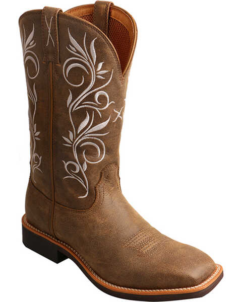 Image #1 - Twisted X Women's Top Hand Performance Boots - Broad Square Toe, Brown, hi-res