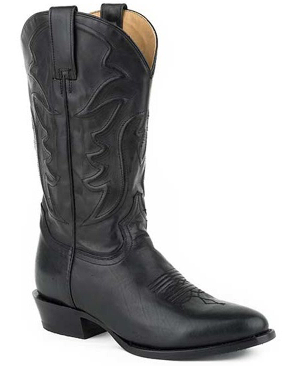 Stetson Men's Ames Corded Shaft Western Boots - Round Toe, Black, hi-res