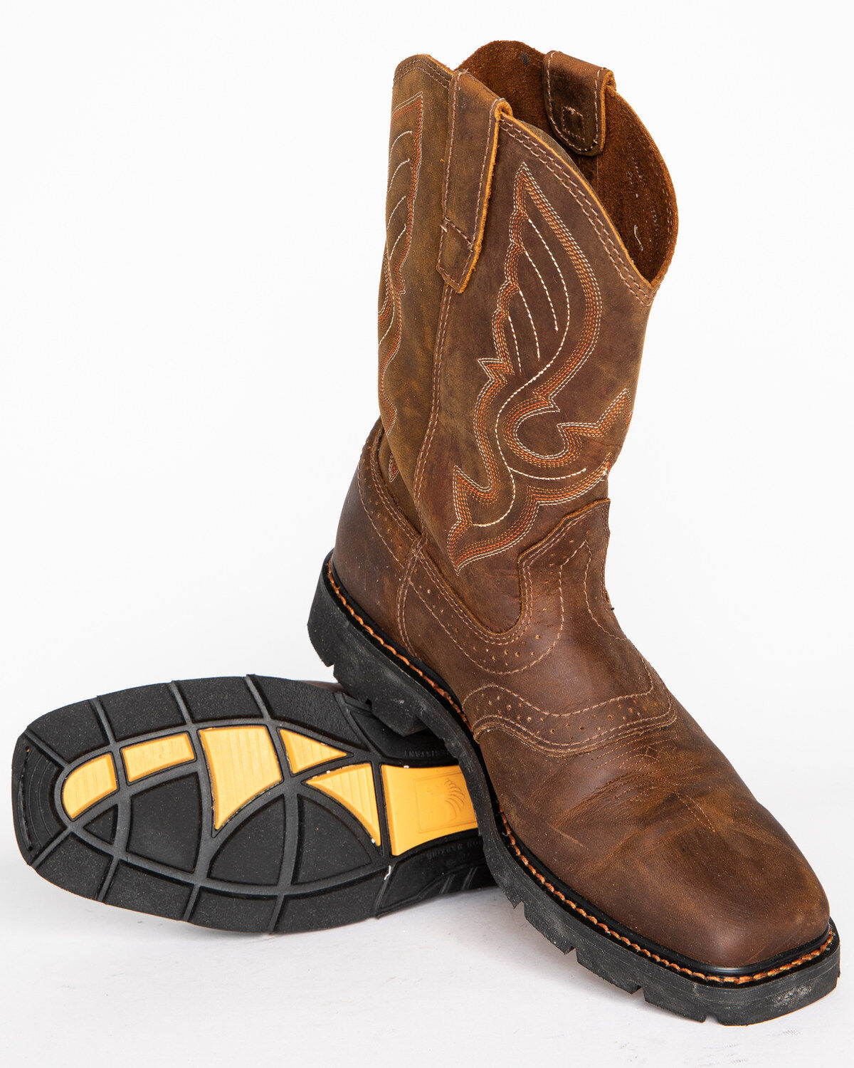 Image #9 - Cody James&reg; Men's Broad Square Toe Western Work Boots, Brown, hi-res