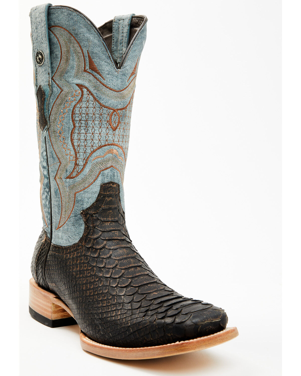 Tanner Mark Men's Python Exotic Western Boots - Broad Square Toe, Brown, hi-res