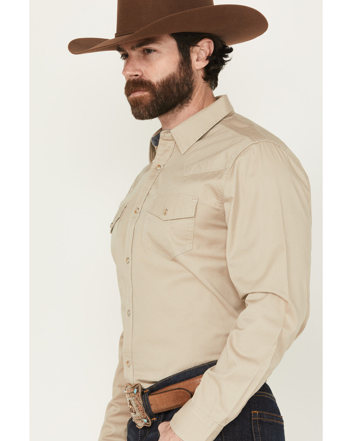 Image #2 - Cody James Men's Solid Treadstone Long Sleeve Pearl Snap Western Shirt - Big, Tan, hi-res
