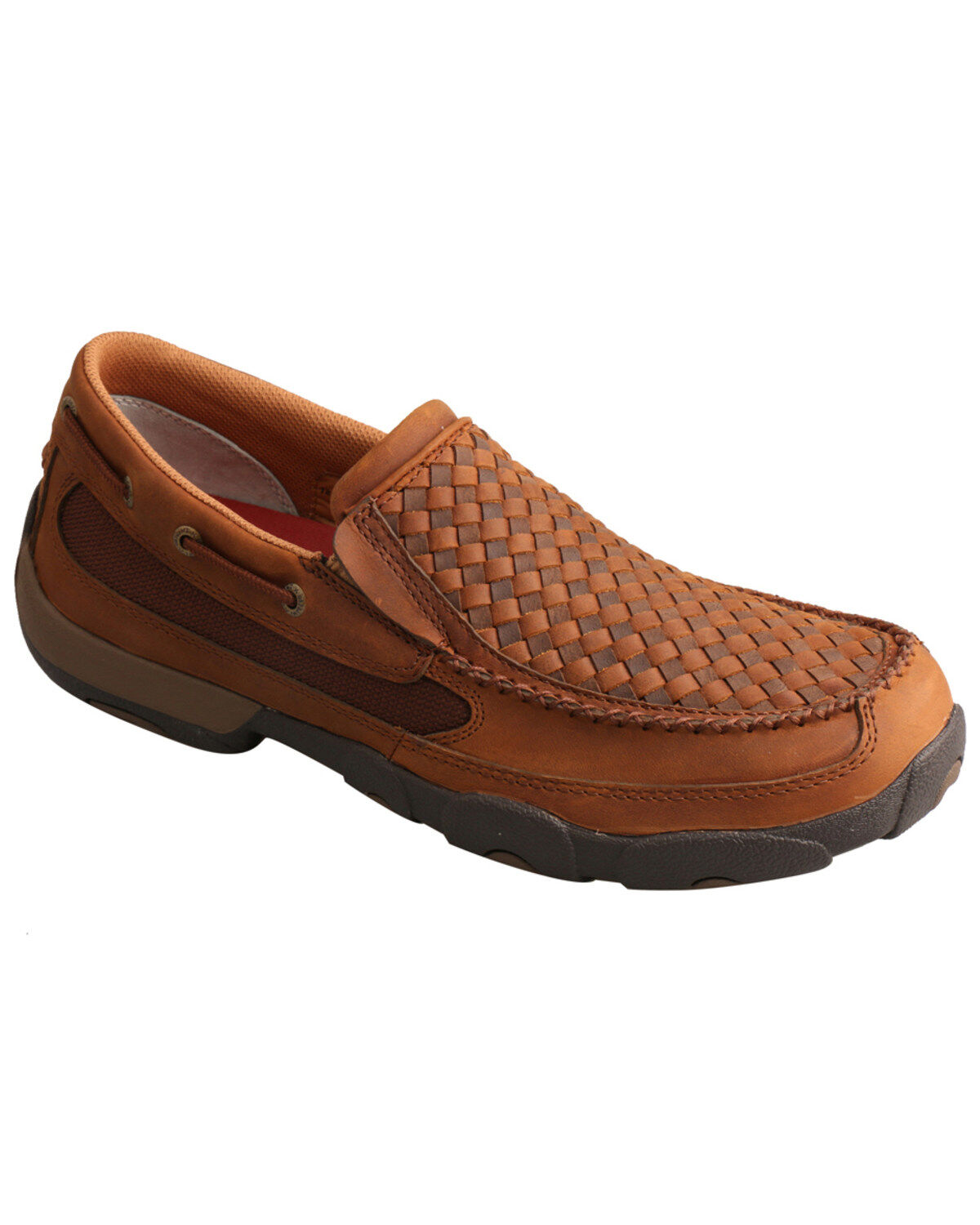 Twisted X Men's Basket Weave Slip-On Shoes - Moc Toe, Brown, hi-res