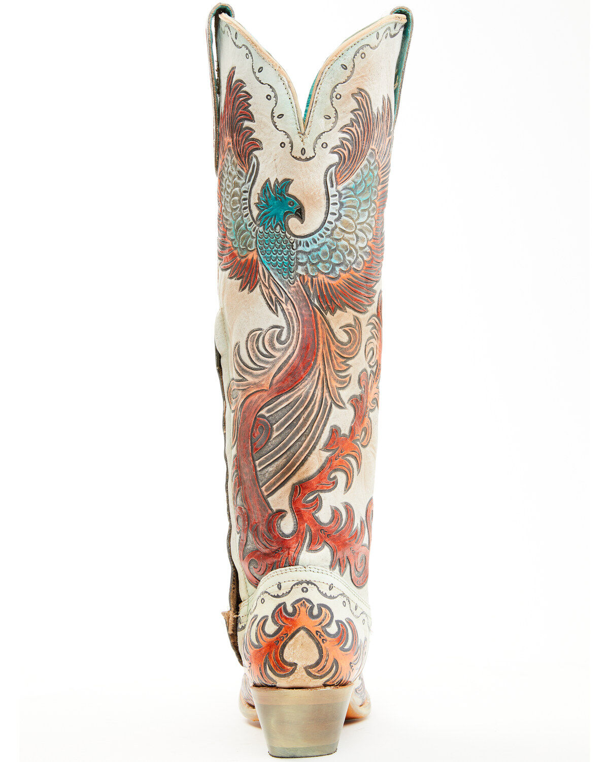 Image #5 - Corral Women's Fire Phoenix Hand Tooled And Painted Tall Western Boots - Snip Toe, White, hi-res