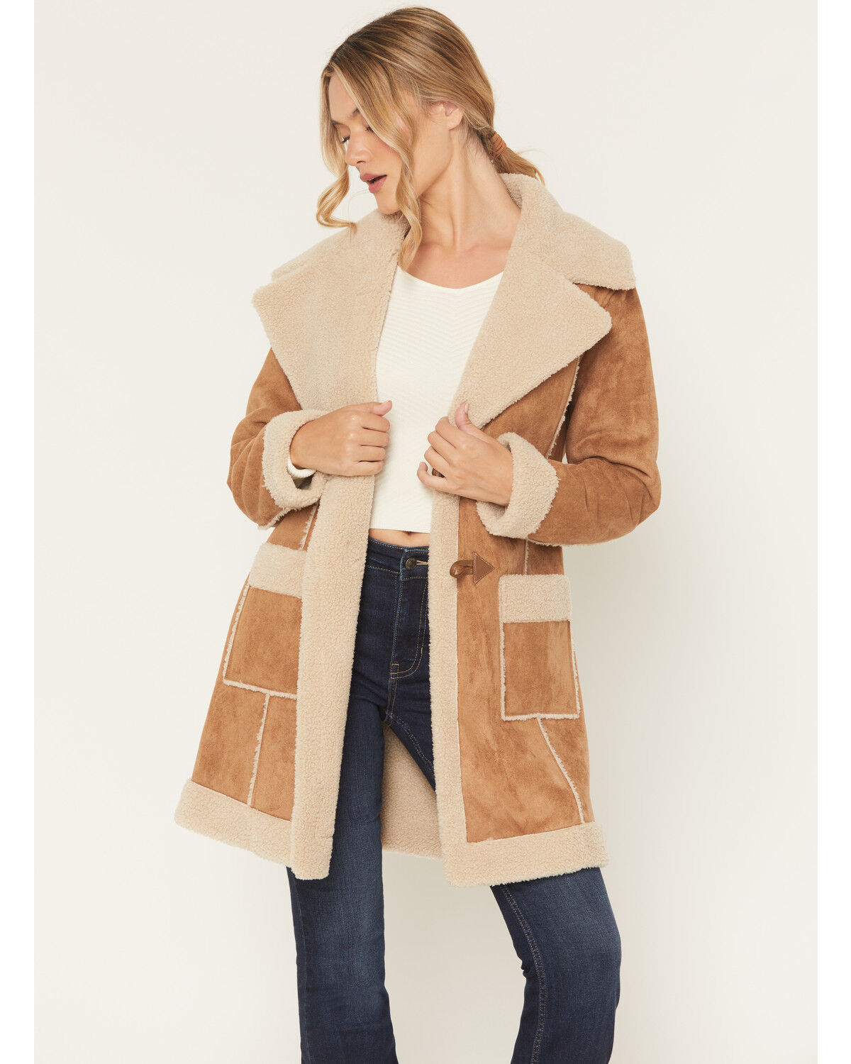 Panhandle Slim Women's Berber Lined Microsuede Coat, Camel, hi-res