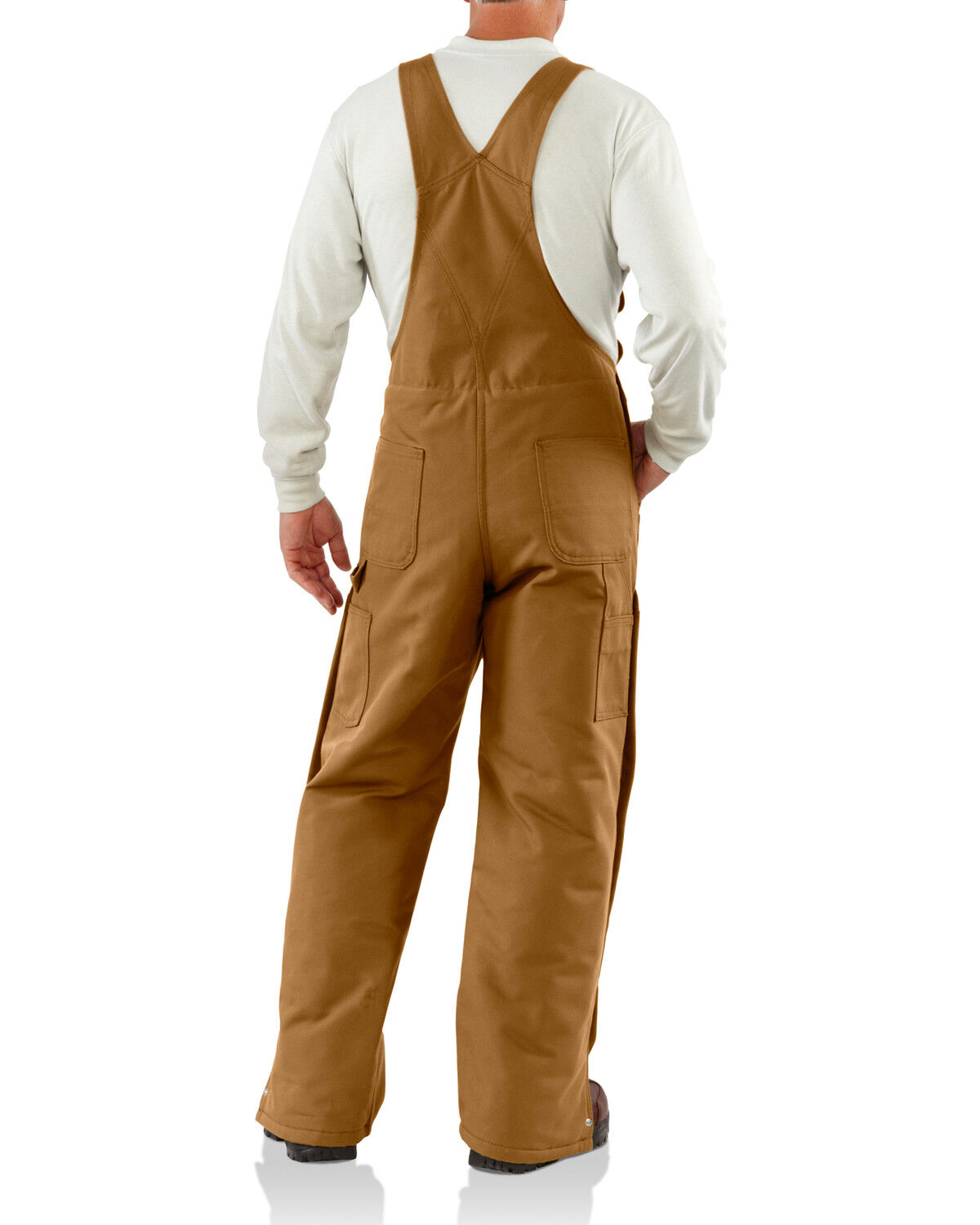 Image #4 - Carhartt Men's FR Duck Quilt-Lined Bib Overalls - Big & Tall, Carhartt Brown, hi-res