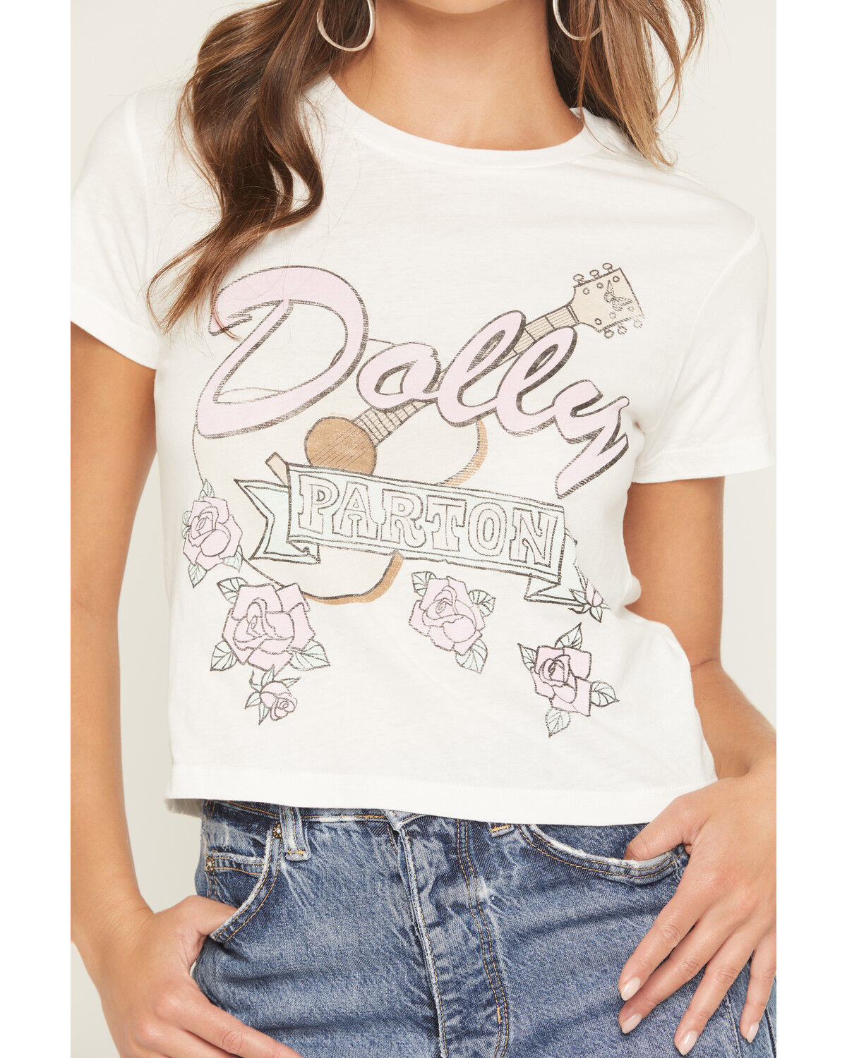 Image #3 - Goodie Two Sleeves Women's Dolly Guitar Short Sleeve Baby Tee, White, hi-res