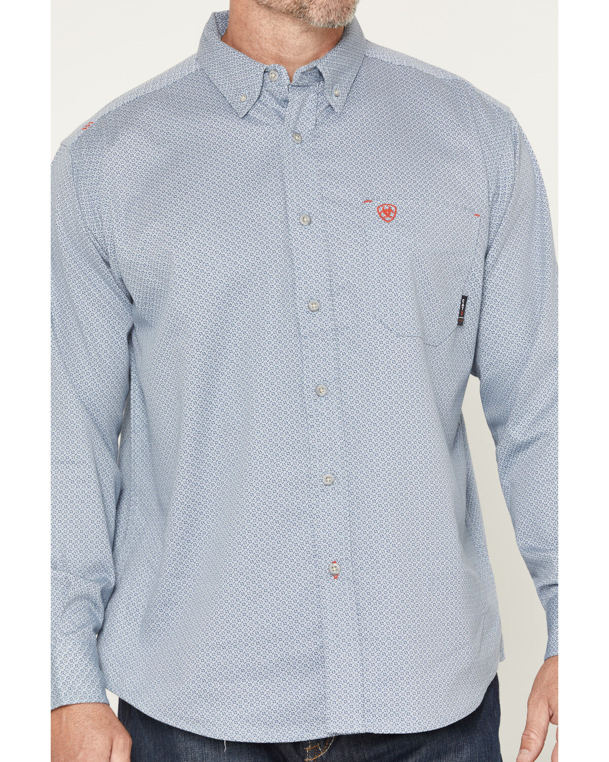 Image #3 - Ariat Men's FR Mantle Geo Print Long Sleeve Button-Down Work Shirt, Blue, hi-res