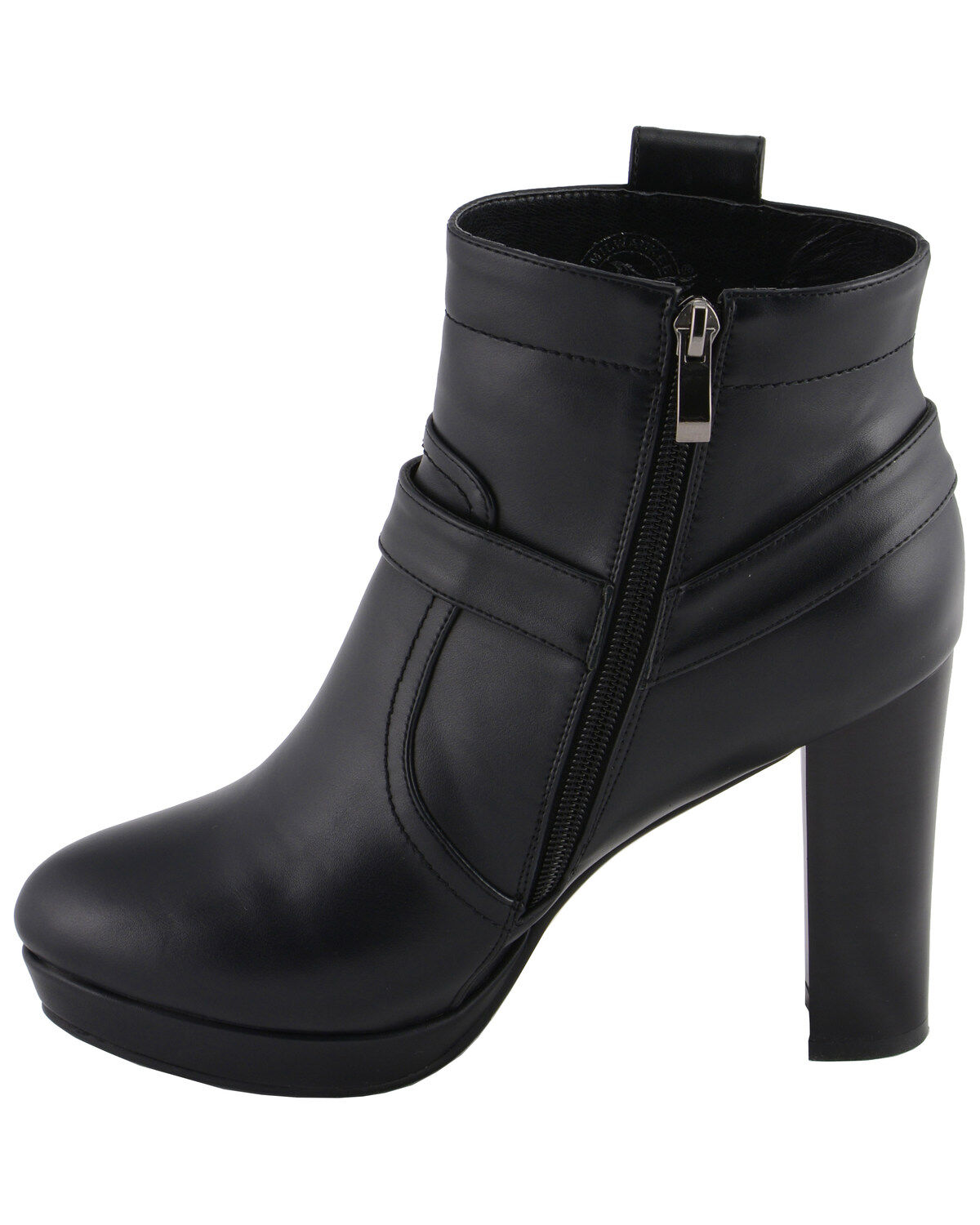 Image #4 - Milwaukee Leather Women's Block Heel Harness Booties - Round Toe, Black, hi-res