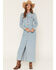 Image #1 - Wrangler Women's Light Wash Long Sleeve Cinched Waist Maxi Dress, Light Wash, hi-res
