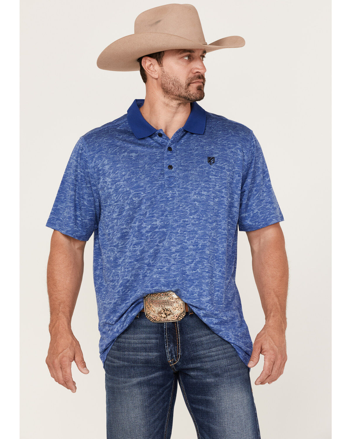 Image #1 - RANK 45&reg; Men's Daylight Solid Short Sleeve Polo Shirt, Blue, hi-res