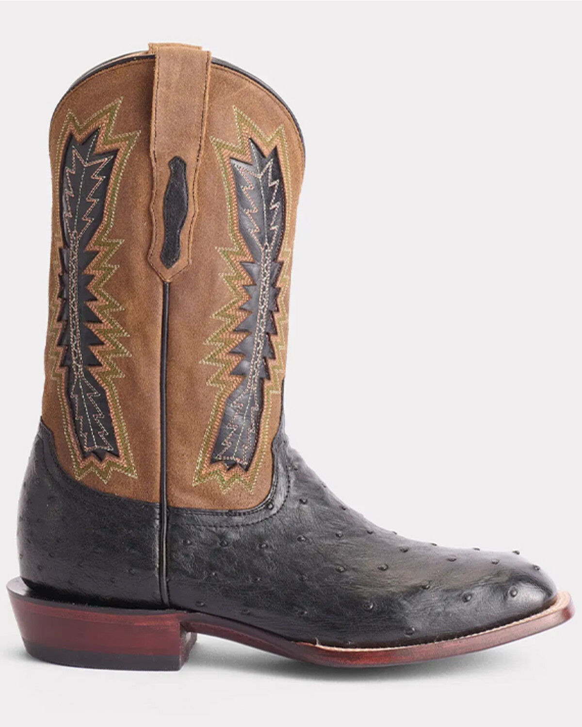 Lucchese Men's Roscoe Exotic Full Quill Ostrich Suede Western Boots - Broad Square Toe, Black, hi-res