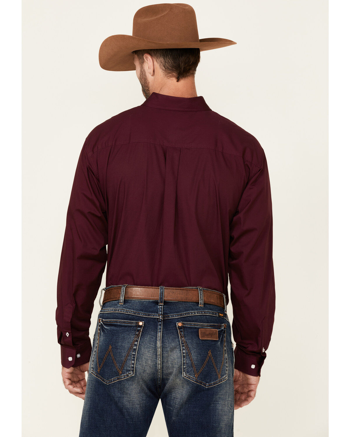 Image #4 - C&zwnj;inch Men's Solid Burgundy Button Long Sleeve Western Shirt, Burgundy, hi-res