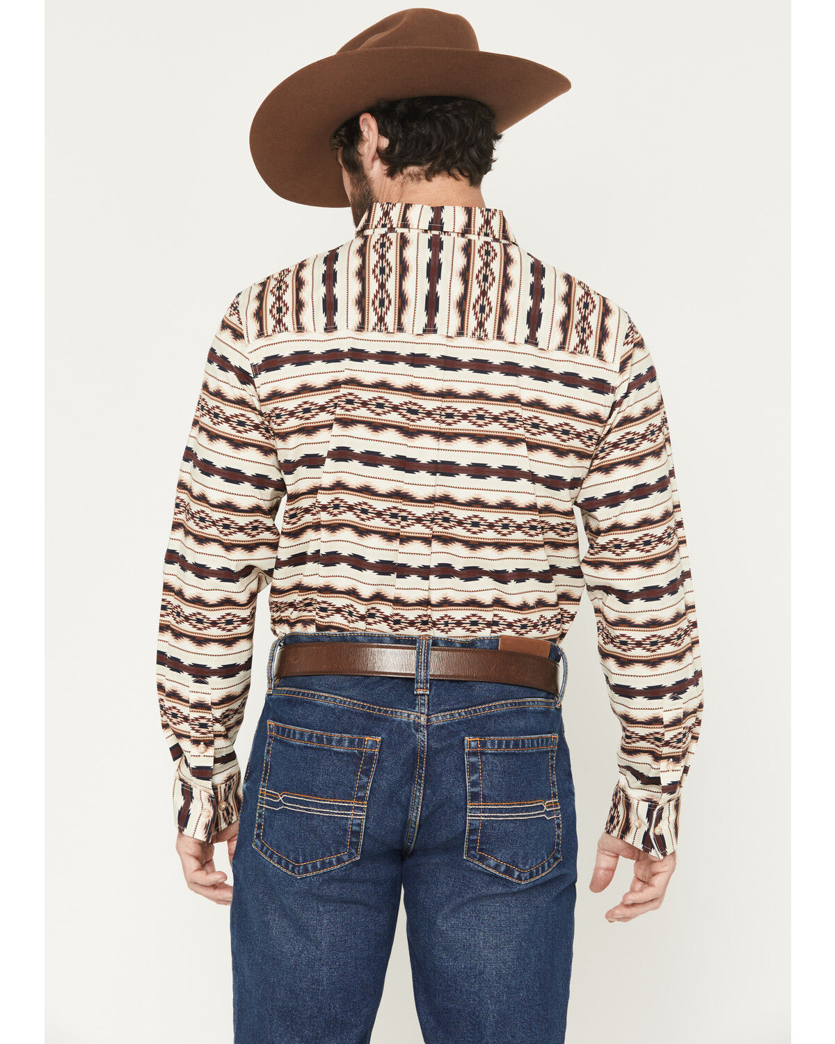 Image #4 - Cody James Men's Maverick Southwestern Print Long Sleeve Button-Down Stretch Western Shirt, Cream, hi-res
