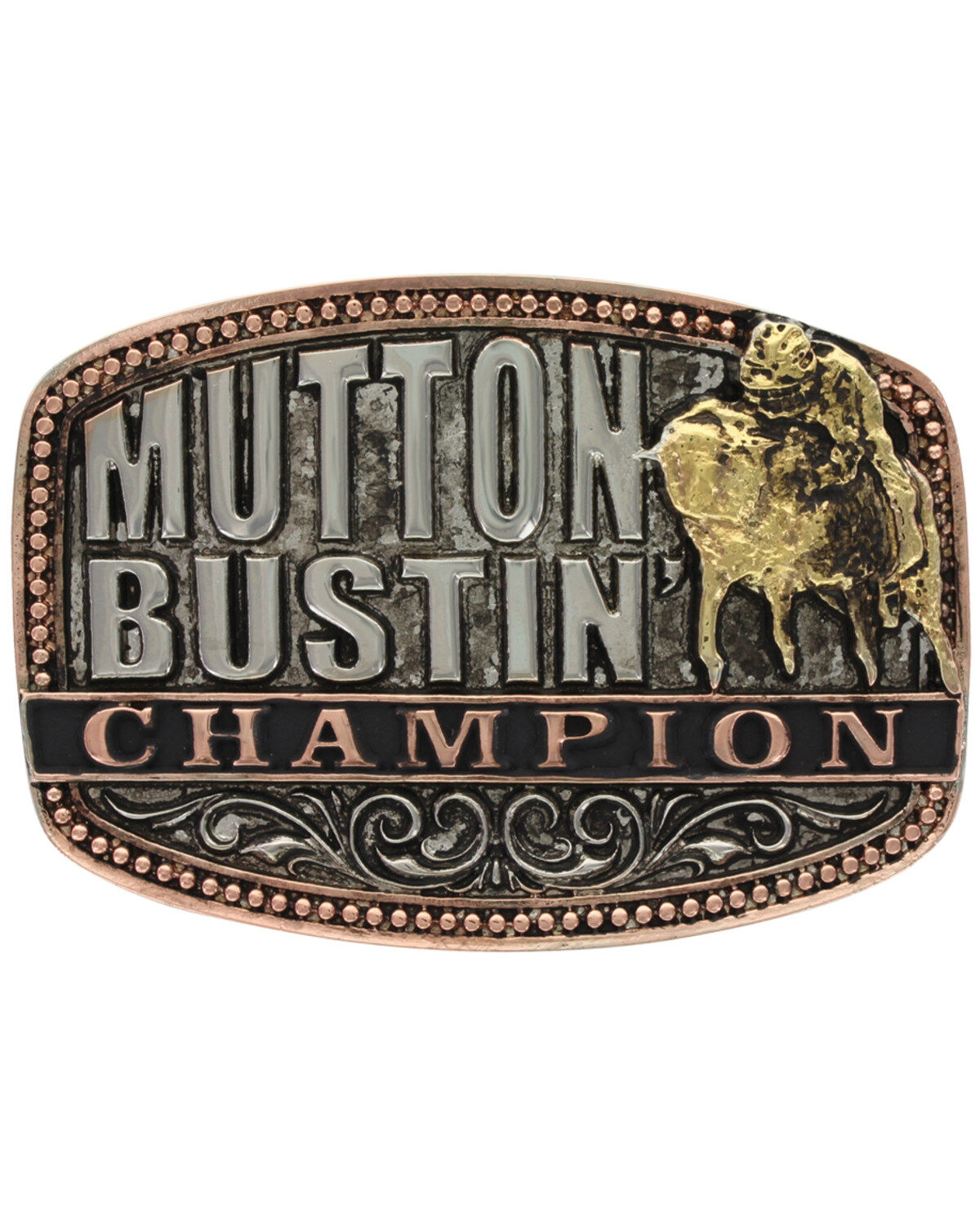 Image #1 - Montana Silversmiths Kids' Little Attitude Mutton Bustin Champion Belt Buckle, Multi, hi-res
