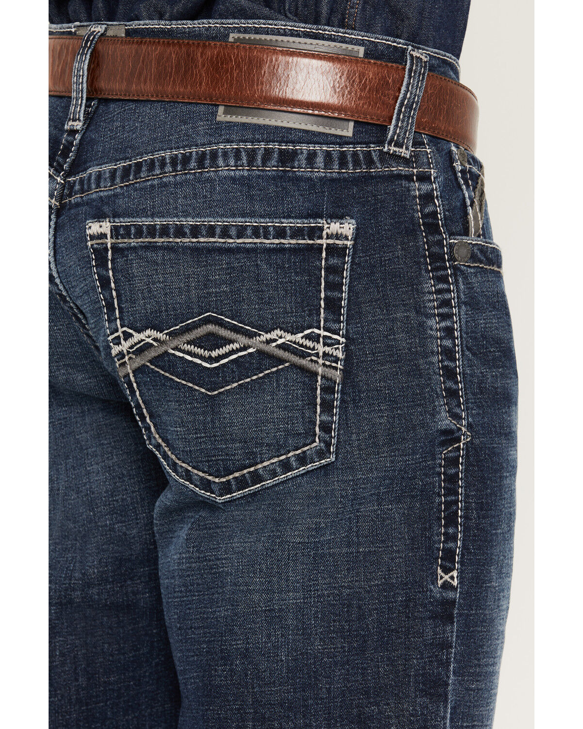 Image #4 - Ariat Men's M4 Harlan Landon Dark Wash Relaxed Straight Stretch Denim Jeans, Dark Wash, hi-res