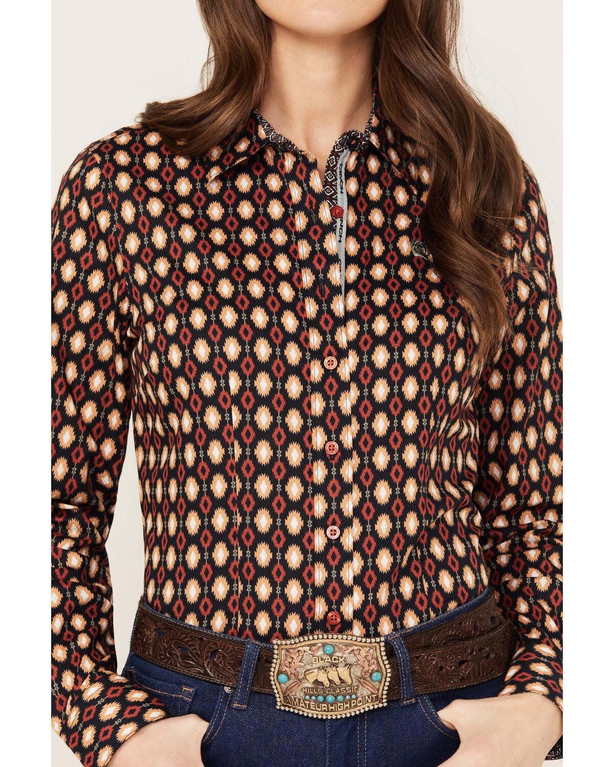 Image #3 - Cinch Women's Southwestern Long Sleeve Button-Down Western Shirt, Multi, hi-res