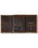 Image #2 - Ariat Men's Tri-Fold Ostrich Print Floral Embossed Wallet, Brown, hi-res