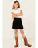 Image #1 - Shyanne Girls' Faux Suede Fringe Skirt, Black, hi-res