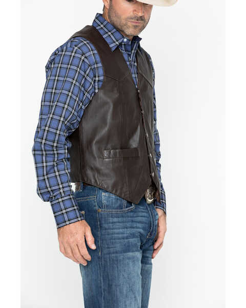 Image #4 - Scully Men's Lamb Leather Vest, Brown, hi-res