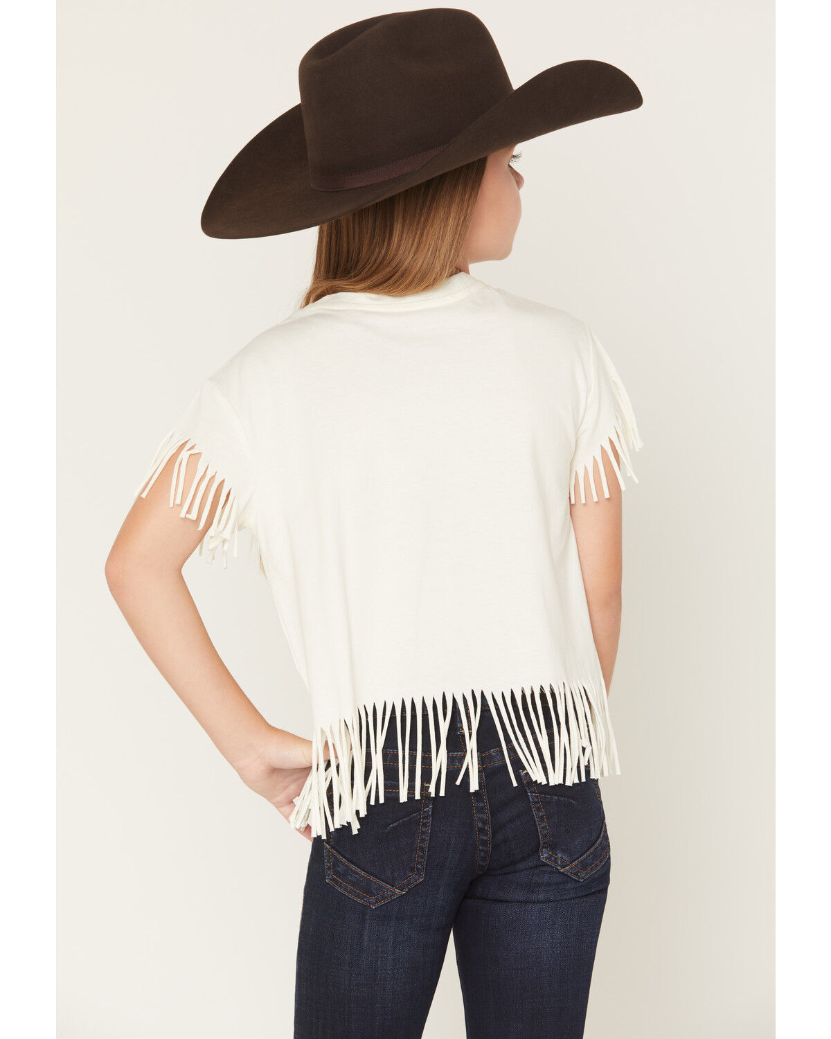 Image #4 - Shyanne Girls' Wild Soul Short Sleeve Fringe Graphic Tee, Beige, hi-res