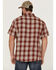Image #4 - Brothers and Sons Men's Large Plaid Short Sleeve Button Down Western Shirt, Red, hi-res
