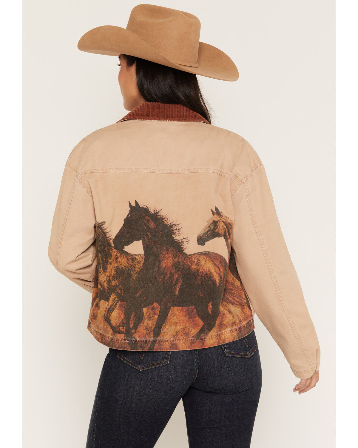 Shyanne Women's Briarwood Horse Graphic Canvas Jacket, Taupe, hi-res