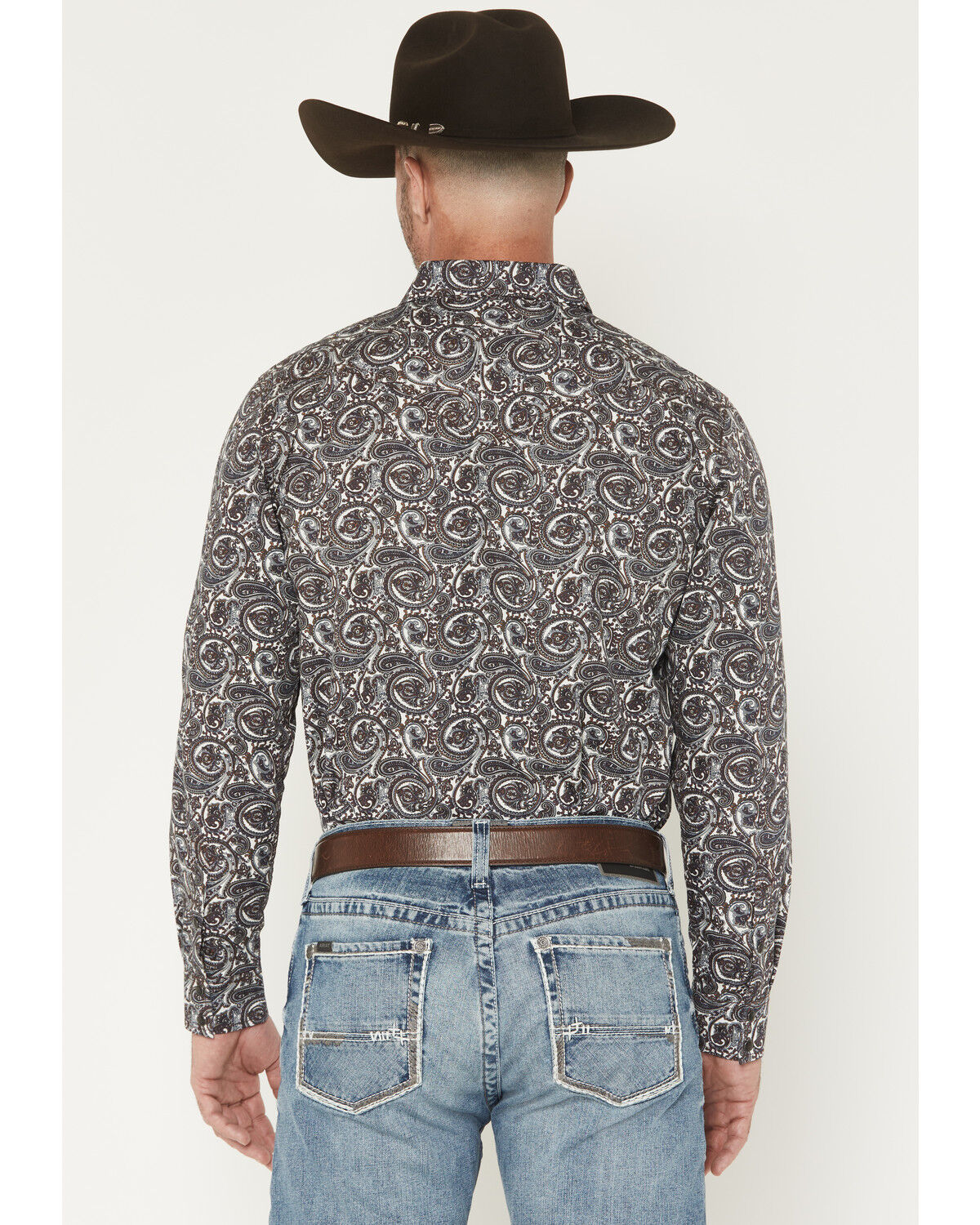 Image #4 - Cody James Men's Mountain Ranger Paisley Print Long Sleeve Snap Western Shirt, Burgundy, hi-res