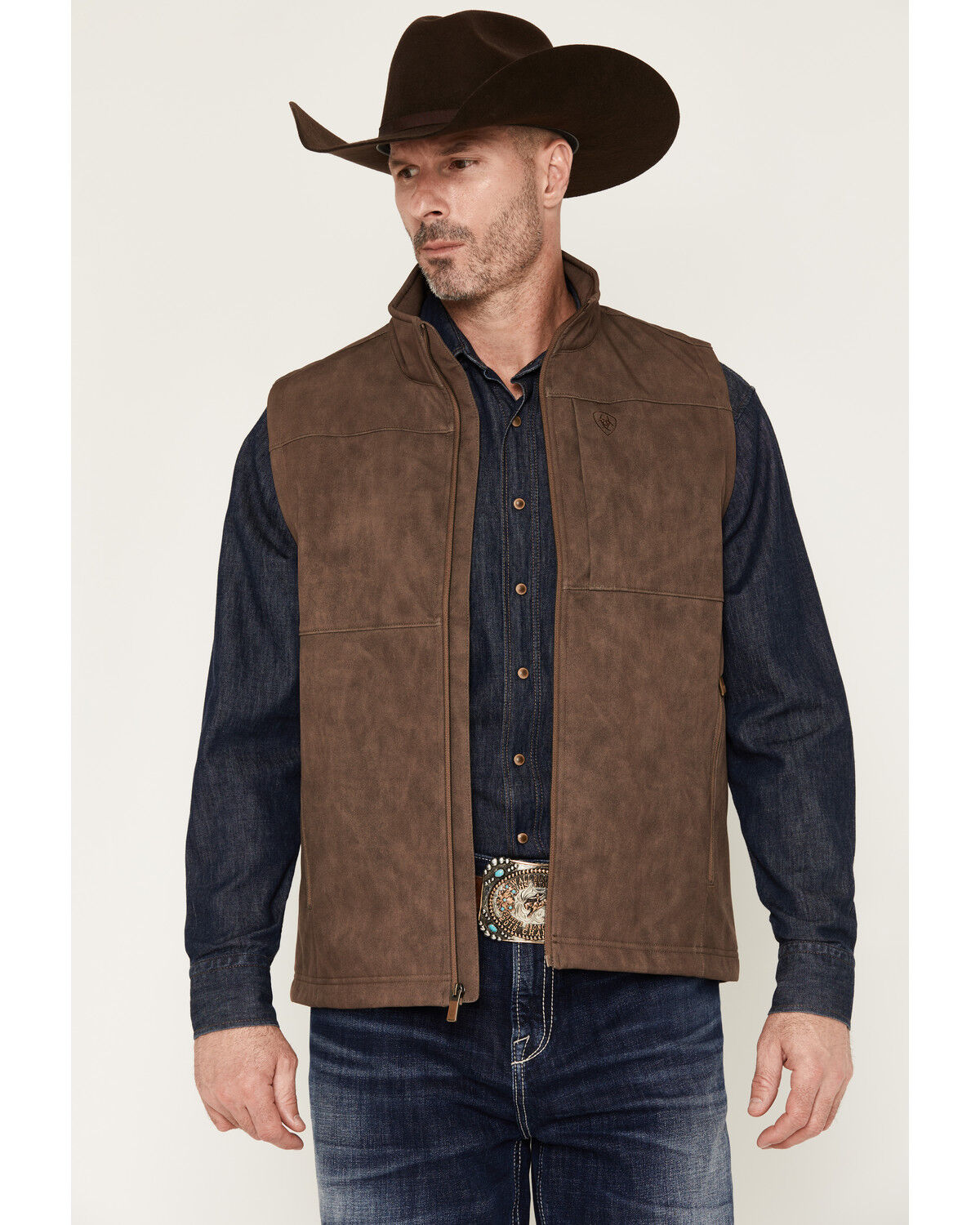 Image #1 - Ariat Men's Vernon Softshell Vest, Brown, hi-res