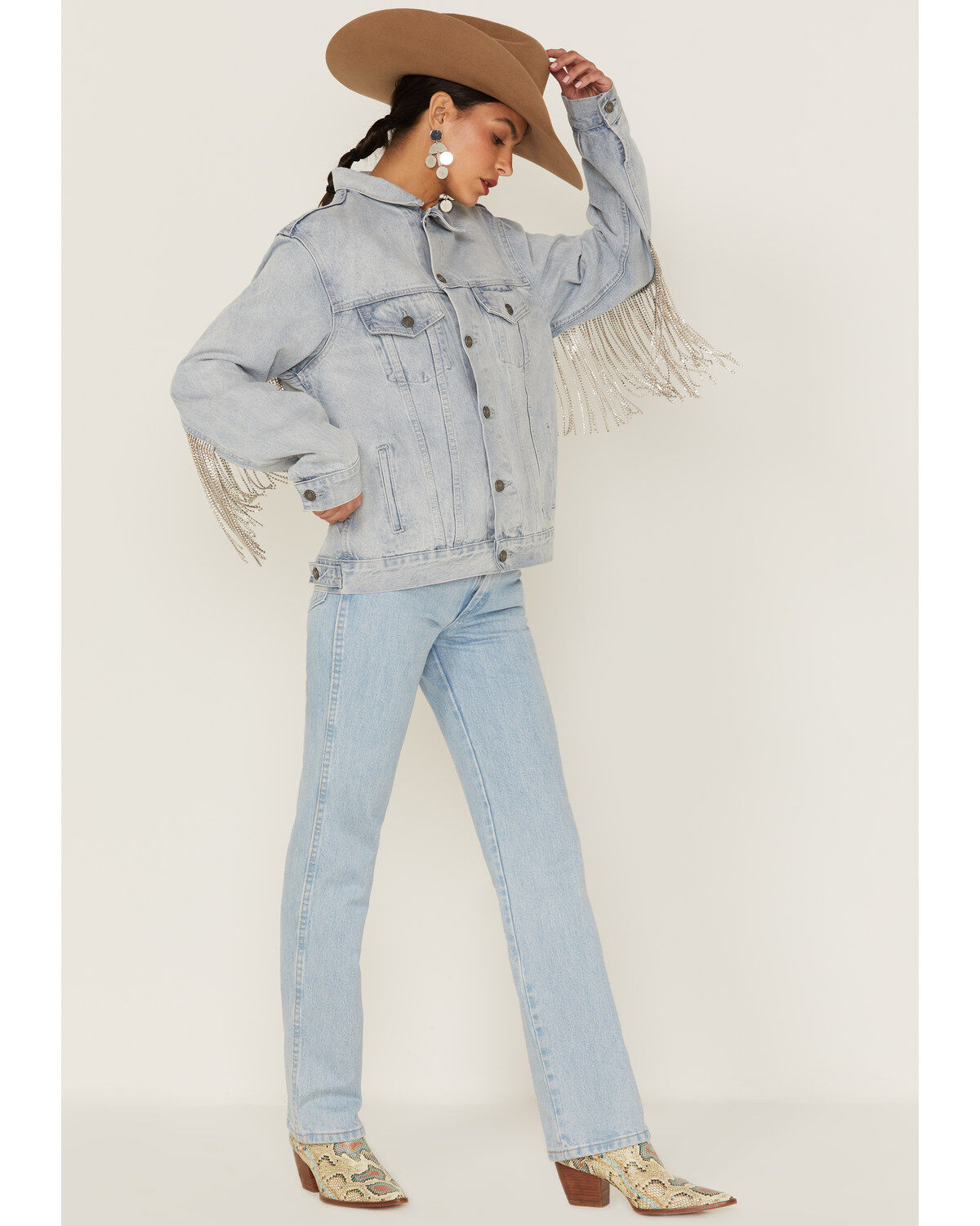 Image #4 - The Dylan Jacket by Daniel Diamond: Women's Blue Denim Jacket With Silver Fringe, Blue, hi-res
