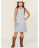 Image #1 - Shyanne Girls' Suede Fringe Mini Dress , Blue, hi-res