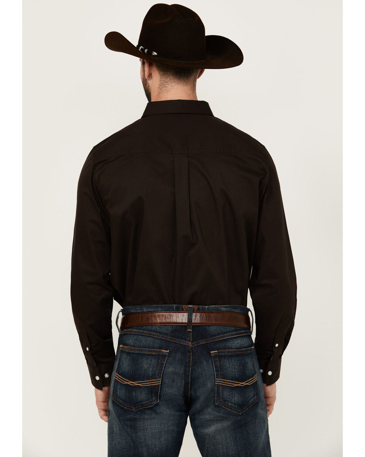 Image #4 - Cody James Men's Basic Solid Long Sleeve Button-Down Stretch Western Shirt - Tall, Brown, hi-res