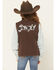 Image #4 - Cowgirl Hardware Girls' Cowgirl Cowhide Print Softshell Vest, Brown, hi-res