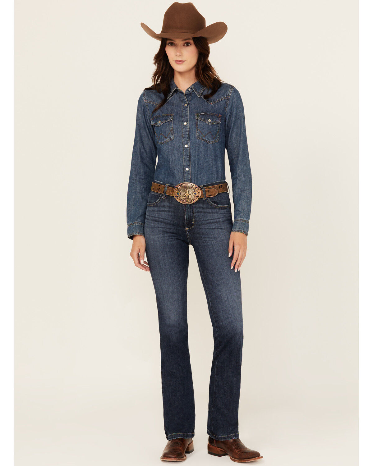 Wrangler Women's Lacey Dark Wash Bespoke High Rise Bootcut Stretch Denim Jeans, Dark Wash, hi-res