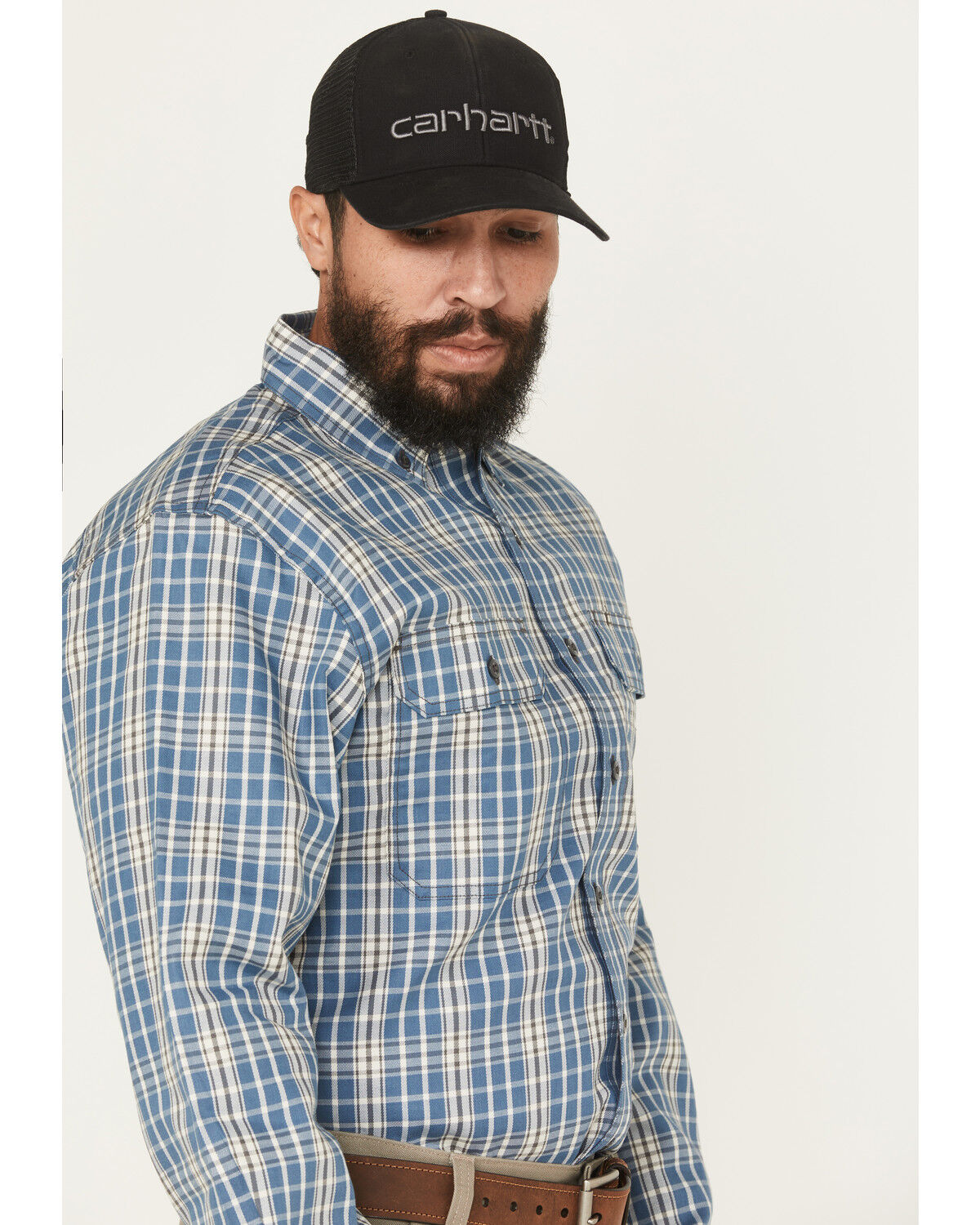 Image #2 - Carhartt Men's FR Force Rugged Flex&reg; Loose Fit Twill Long Sleeve Button-Down Work Shirt, Grey, hi-res