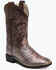 Image #1 - Old West Girls' Embroidered Metallic Western Boots - Broad Square Toe, Pink, hi-res