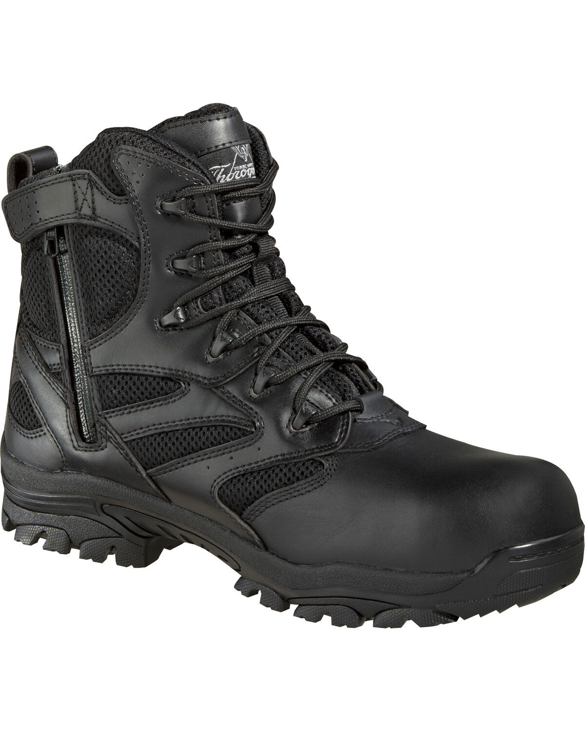 Image #1 - Thorogood Men's 6" USA Deuce Waterproof Side Zip Work Boots - Composite Toe, Black, hi-res