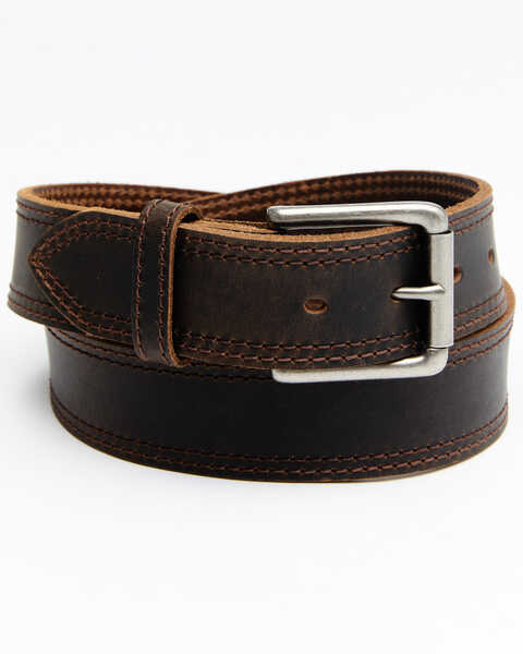 Image #1 - Hawx Men's Pointed Double Stitch Work Belt, Brown, hi-res